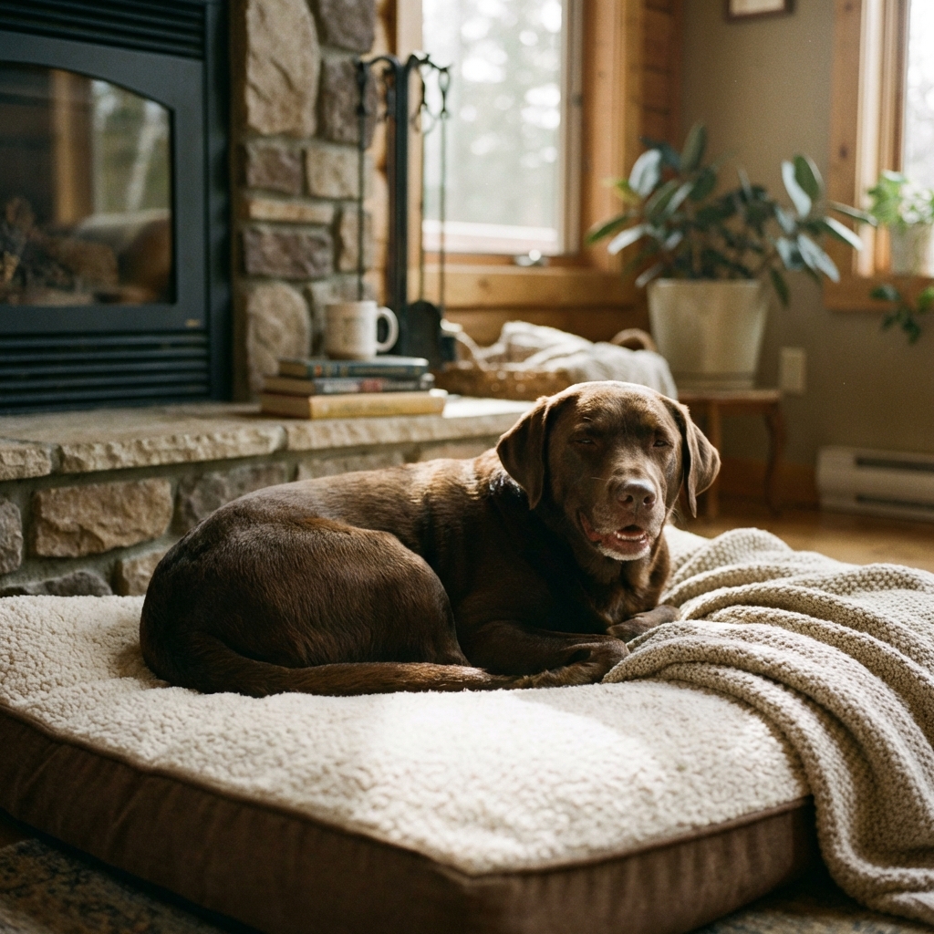 Relaxed labrador during boarding