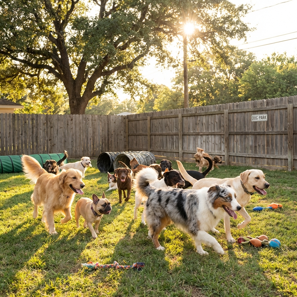 Group of dogs playing together